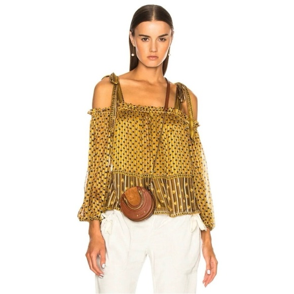 Ulla Johnson Gold Clement Silk Blouse Size 4 - Picture 1 of 12